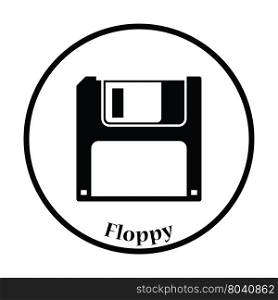 Floppy icon. Flat color design. Vector illustration. Thin circle design. Vector illustration.