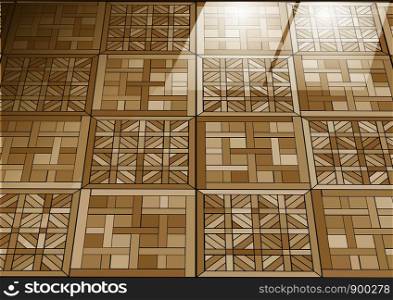 flor tiles. wooden floor wirh reflection of light
