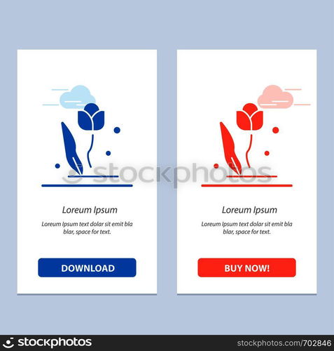 Flora, Floral, Flower, Nature, Rose Blue and Red Download and Buy Now web Widget Card Template