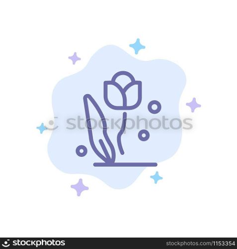 Flora, Floral, Flower, Nature, Rose Blue Icon on Abstract Cloud Background