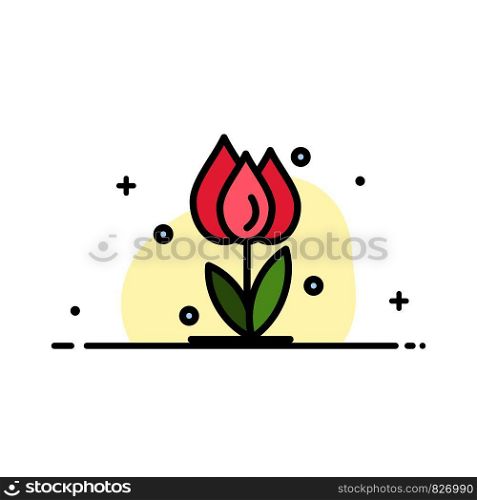 Flora, Floral, Flower, Nature, Rose Business Flat Line Filled Icon Vector Banner Template