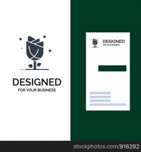 Flora, Floral, Flower, Nature, Rose Grey Logo Design and Business Card Template