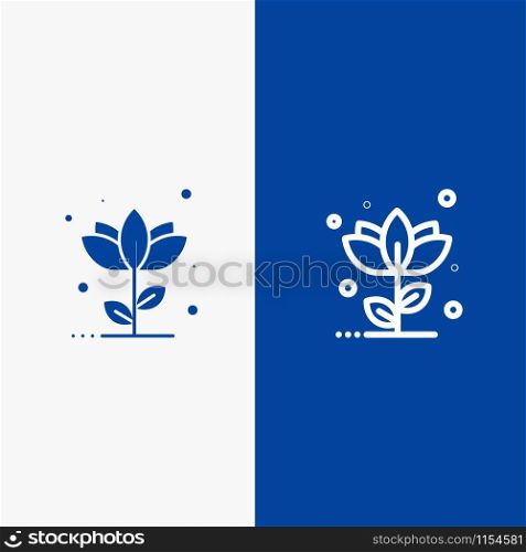 Flora, Floral, Flower, Nature, Rose Line and Glyph Solid icon Blue banner Line and Glyph Solid icon Blue banner