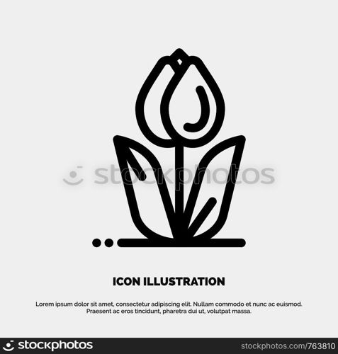 Flora, Floral, Flower, Nature, Rose Line Icon Vector