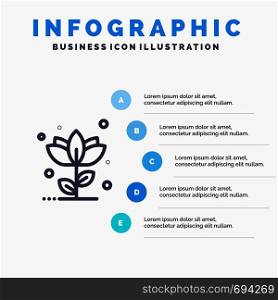 Flora, Floral, Flower, Nature, Rose Line icon with 5 steps presentation infographics Background