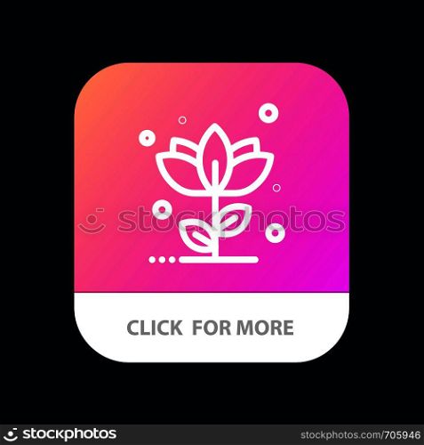 Flora, Floral, Flower, Nature, Rose Mobile App Button. Android and IOS Line Version