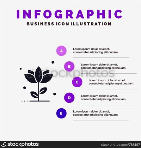 Flora, Floral, Flower, Nature, Rose Solid Icon Infographics 5 Steps Presentation Background