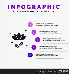 Flora, Floral, Flower, Nature, Rose Solid Icon Infographics 5 Steps Presentation Background