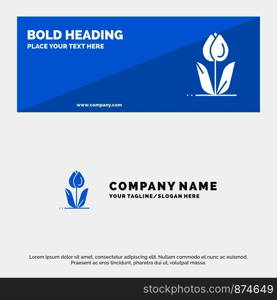 Flora, Floral, Flower, Nature, Rose SOlid Icon Website Banner and Business Logo Template