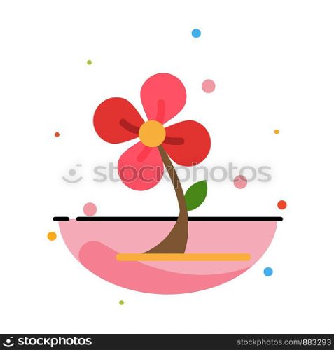 Flora, Floral, Flower, Nature, Spring Abstract Flat Color Icon Template