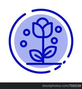 Flora, Floral, Flower, Nature, Spring Blue Dotted Line Line Icon