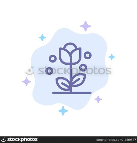 Flora, Floral, Flower, Nature, Spring Blue Icon on Abstract Cloud Background