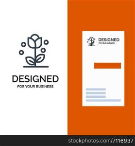 Flora, Floral, Flower, Nature, Spring Grey Logo Design and Business Card Template