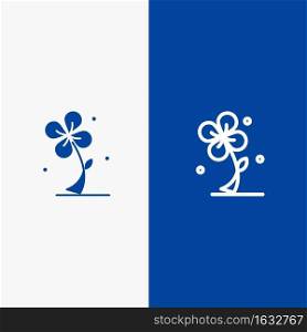 Flora, Floral, Flower, Nature, Spring Line and Glyph Solid icon Blue banner Line and Glyph Solid icon Blue banner