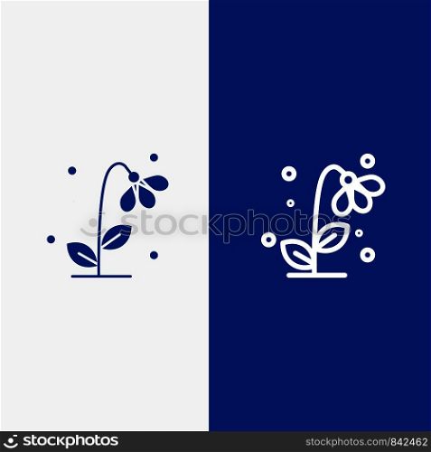 Flora, Floral, Flower, Nature, Spring Line and Glyph Solid icon Blue banner Line and Glyph Solid icon Blue banner