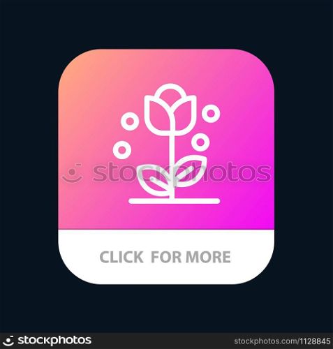 Flora, Floral, Flower, Nature, Spring Mobile App Button. Android and IOS Line Version