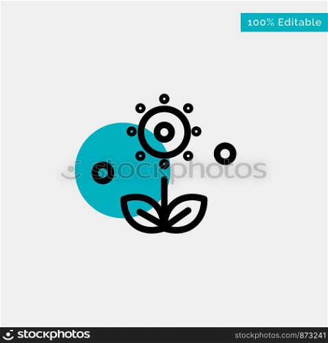 Flora, Floral, Flower, Nature, Spring turquoise highlight circle point Vector icon