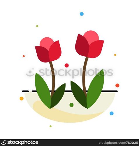 Flora, Flower, Nature, Rose, Spring Abstract Flat Color Icon Template