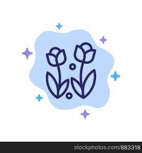 Flora, Flower, Nature, Rose, Spring Blue Icon on Abstract Cloud Background