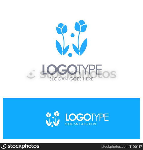 Flora, Flower, Nature, Rose, Spring Blue Solid Logo with place for tagline