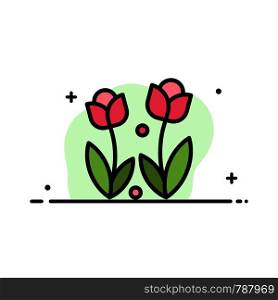 Flora, Flower, Nature, Rose, Spring Business Flat Line Filled Icon Vector Banner Template