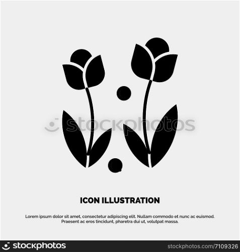 Flora, Flower, Nature, Rose, Spring solid Glyph Icon vector