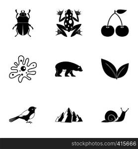 Flora icons set. Simple illustration of 9 flora vector icons for web. Flora icons set, simple style