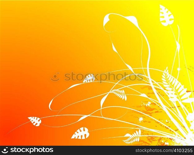 Floral abstract background in orange and yellow with plenty of copy space