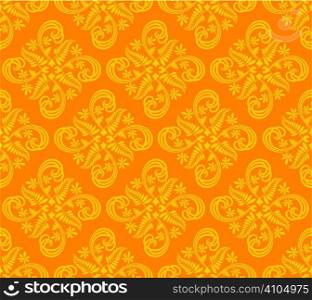 Floral abstract seamless background design in orange and yellow
