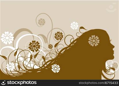 Floral abstract woman, vector