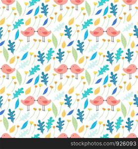 Floral and bird seamless pattern background. Vector illustration for fabric and gift wrap paper design.
