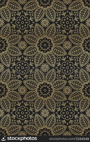 Floral and leaf seamless pattern in Oriental motifs