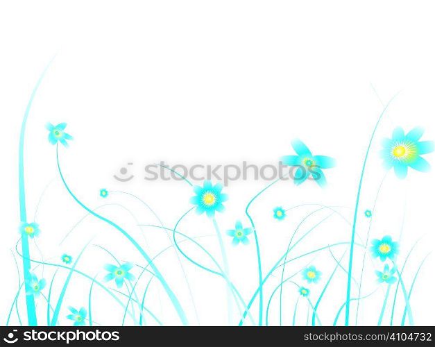 Floral background design with subtle blue colours and blank space to add your own text