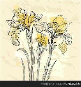 Floral background. Hand drawn flowers. Vector illustration.