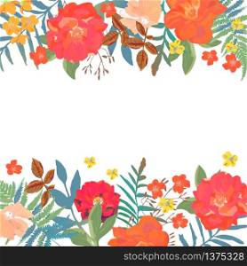 Floral background. Hand drawn flowers with place for your text.Vector illustration.. Floral background. Hand drawn flowers with place for your text.V