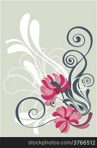 floral background in light pink and olive green