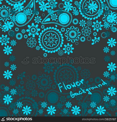 Floral background in shades of blue with space for text