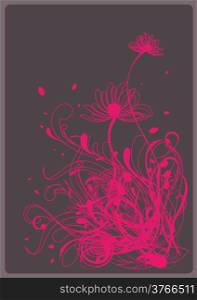 Floral background in vibrant colorful shades of deep brown and pink