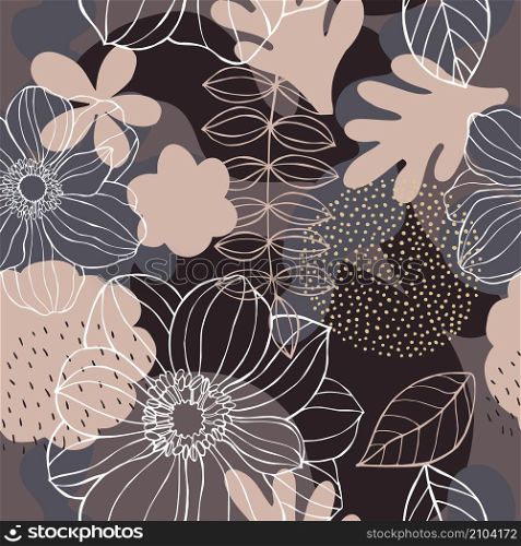 Floral background. Seamless vector pattern with hand drawn flowers. Floral pattern with hand drawn flowers
