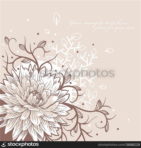 floral background with a single flower and fantasy plants