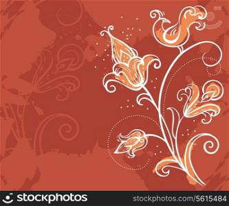 Floral background with bird