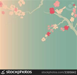 Floral background with birds