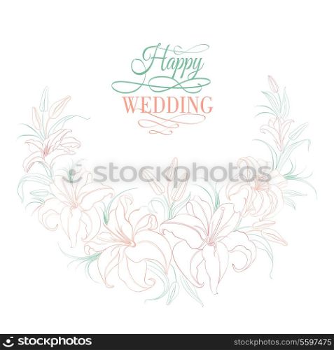 Floral background with blooming lilies. Vector illustration.