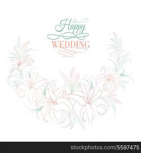 Floral background with blooming lilies. Vector illustration.