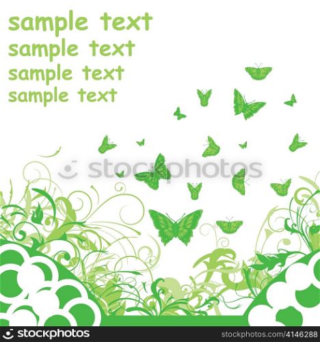 floral background with butterflies vector illustration