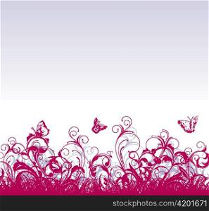 floral background with butterflies vector illustration