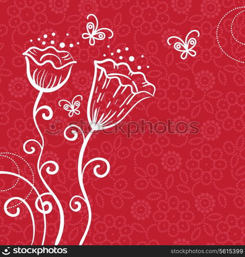 Floral background with butterfly