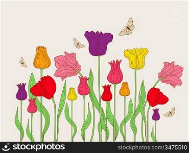 floral background with colorful tulips