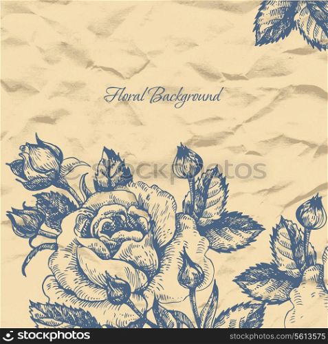 Floral background with crushed paper