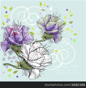 floral background with faantasy flowers and swirls